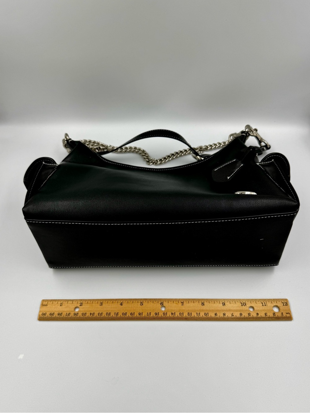 Coach Black Leather Shoulder Bag With Detachable leather and chain Straps - Picture 10 of 16